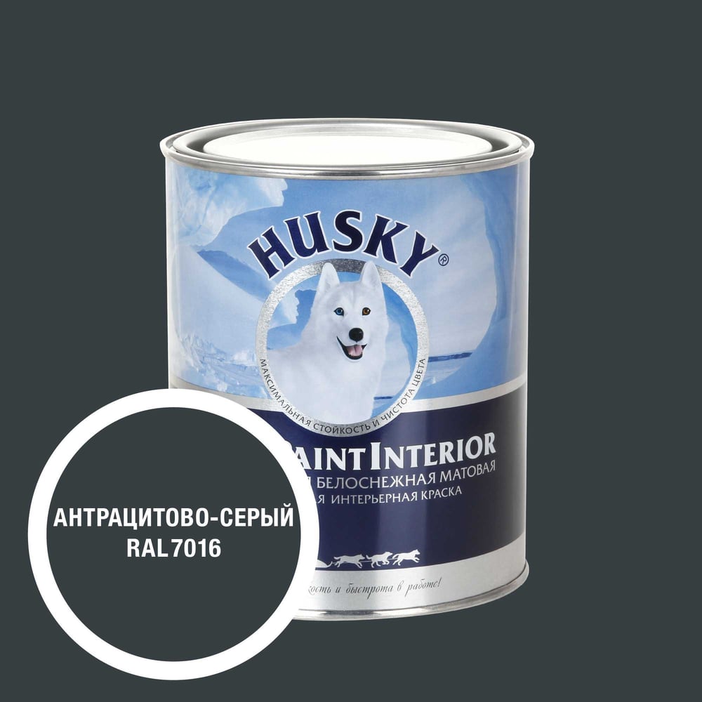 Изображение товара Интерьерная краска HUSKY RAL 7016 Super Paint Interior для внутренних стен и потолков