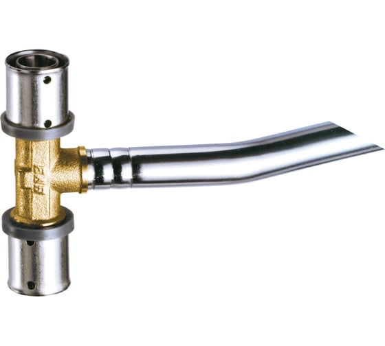 Изображение товара Пресс-тройник FAR 20×2, с хромированной трубой, L = 25 см, Ø 15 мм, для подключения к радиатору, латунь, аналог 5921200125 4921 200125