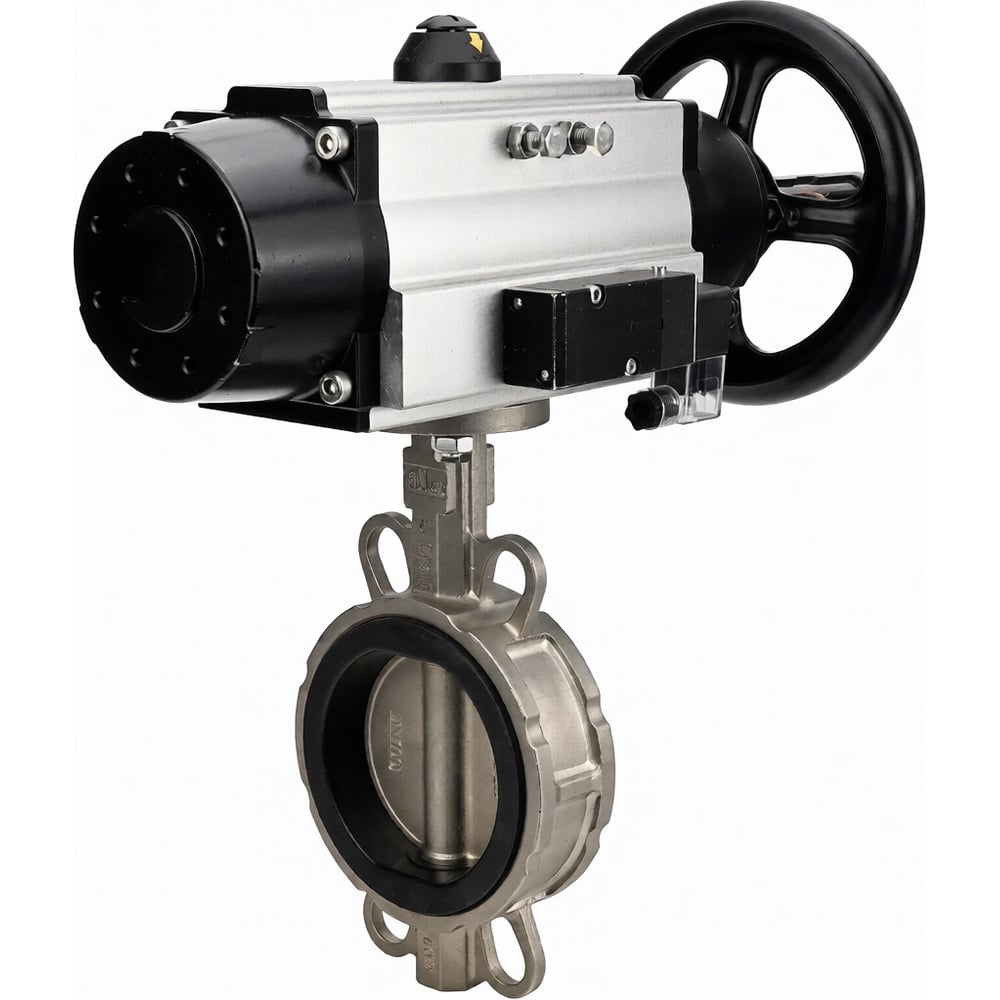 Изображение товара Затвор дисковый DN.ru 304-304-VITON-2W-Fb-H Ду150 Ру16 пневмопривод