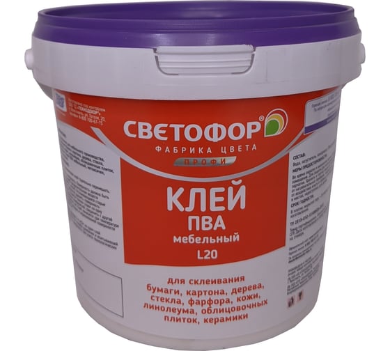 Изображение товара Мебельный клей Светофор ПВА L20 0.4 кг ТД000003412