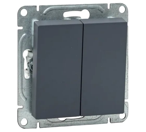 Изображение товара Механизм выключателя EKF двухклавишный, кнопочный, графит, Эпика UP1-SWG-23