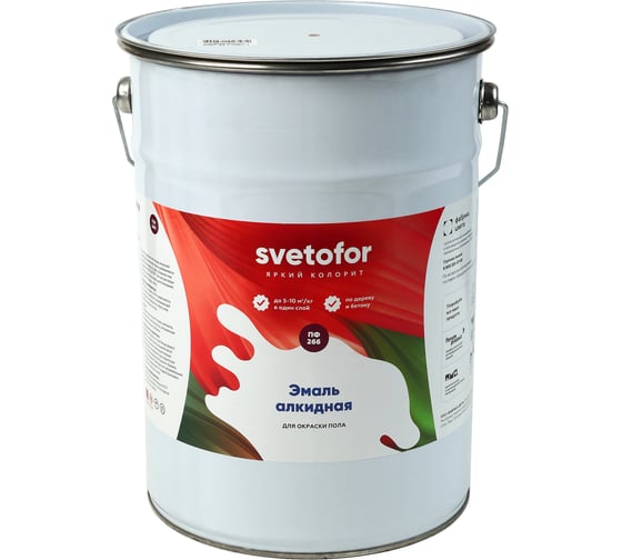 Изображение товара Эмаль Светофор ЛЮКС ПФ-266 ГОСТ золотисто-коричневая, 6 кг ЗОР00003733