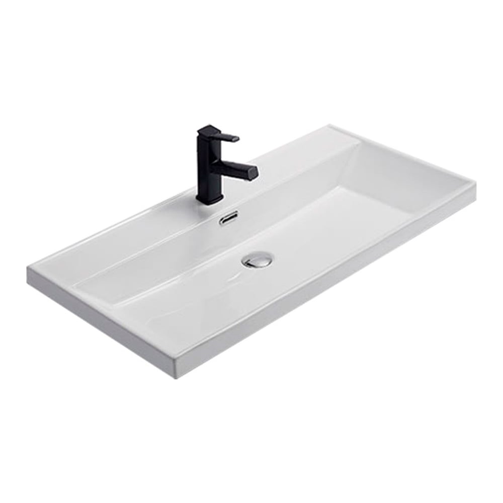 Изображение товара Раковина EQUIL Prime 80 белая из фарфора, современный дизайн, монтаж полувстраиваемый