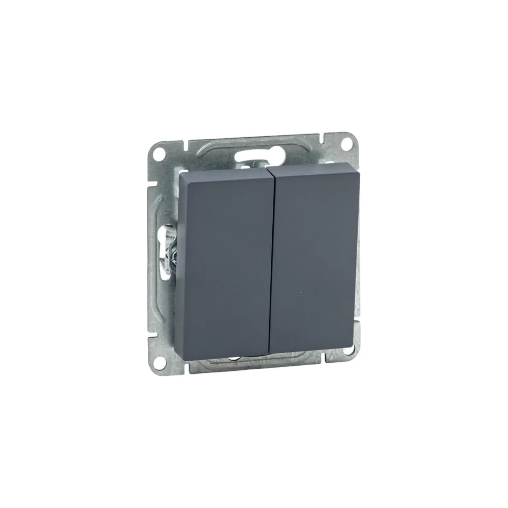 Изображение товара Двухклавишный проходной выключатель EKF UP1-SWG-21 графит стандарт IP20