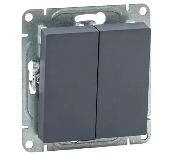 Изображение товара Механизм выключателя EKF двухклавишный, проходной, графит, Эпика UP1-SWG-21