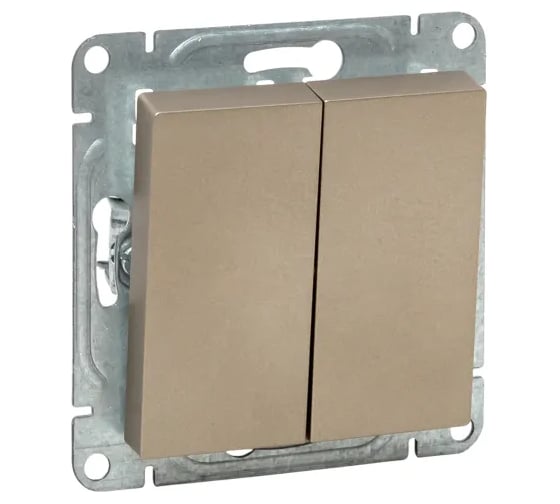 Изображение товара Механизм выключателя EKF двухклавишный, проходной, шампань, Эпика UP1-SWC-21