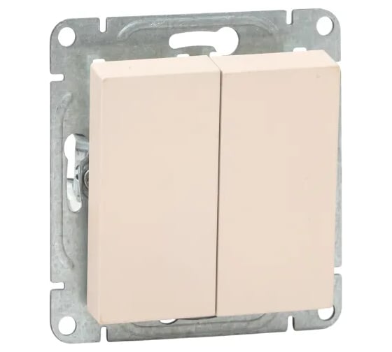 Изображение товара Механизм выключателя EKF двухклавишный, кнопочный, кремовый, Эпика UP1-SWI-23