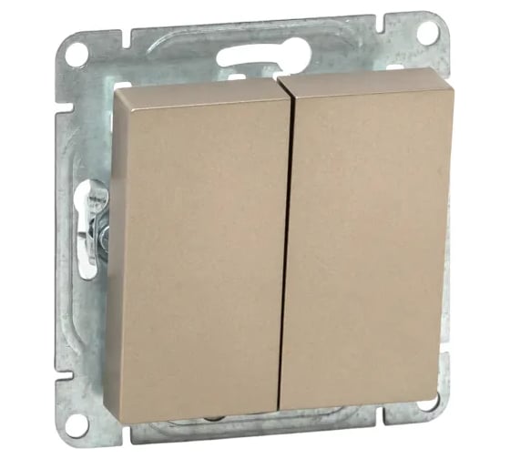 Изображение товара Механизм выключателя EKF двухклавишный, кнопочный, шампань, Эпика UP1-SWC-23