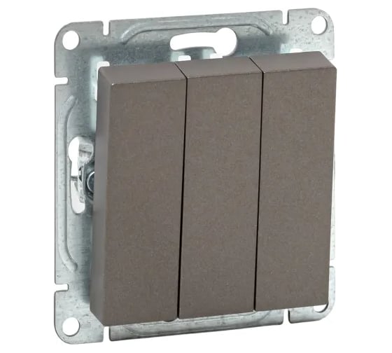 Изображение товара Механизм выключателя EKF трёхклавишный, мокко, Эпика UP1-SWM-31