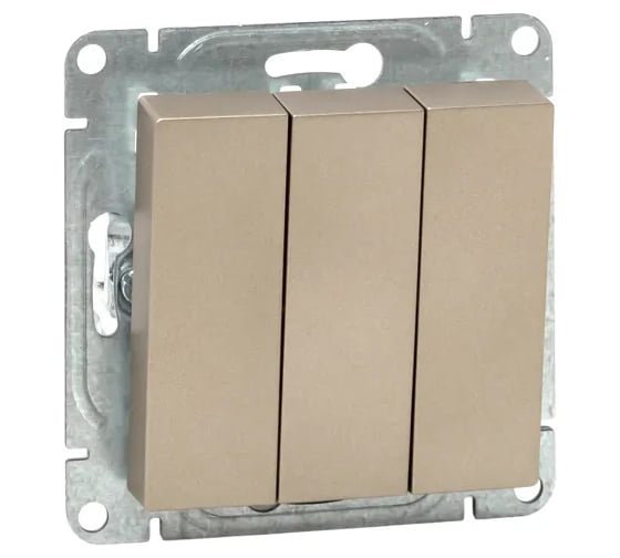 Изображение товара Механизм выключателя EKF трёхклавишный, шампань, Эпика UP1-SWC-31