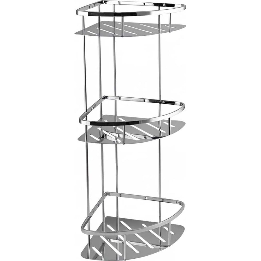 Изображение товара Полочка тройная угловая овальная из нержавеющей стали 285 мм х 600 мм