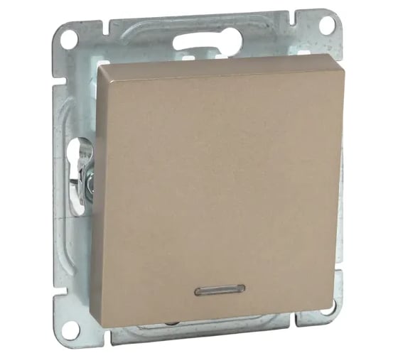 Изображение товара Механизм выключателя EKF одноклавишный, с подсветкой, шампань, Эпика UP1-SWC-14