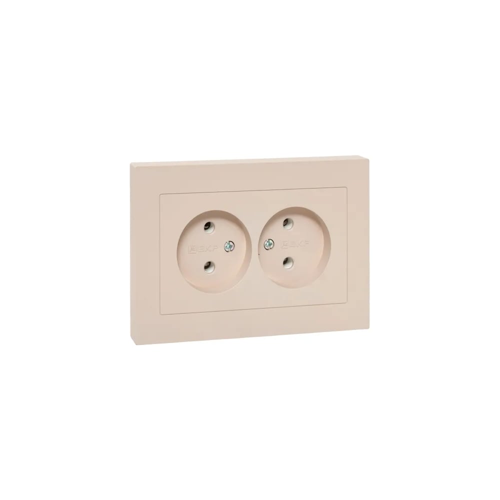 Изображение товара Механизм розетки двойной EKF 16А, без заземления, встройка, кремовый