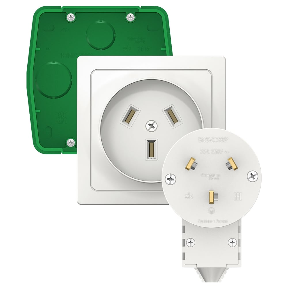 Изображение товара Силовой комплект Systeme Electric W59 с розеткой и вилкой, 32 А, 250 В