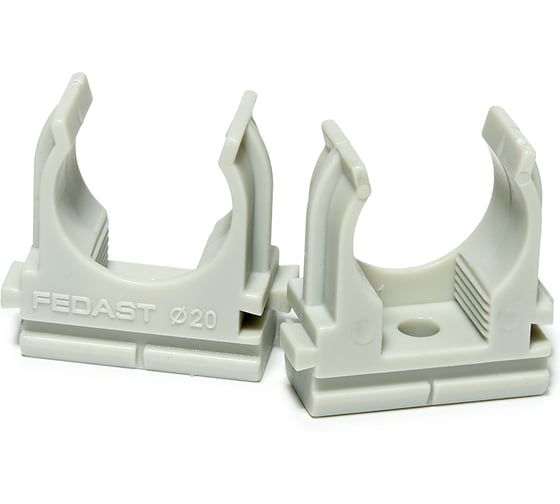 Изображение товара Крепеж-клипса для труб для монтажного пистолета, серая, диаметр 20 мм, 100 шт в п/э упаковке Fedast FDKD20GY