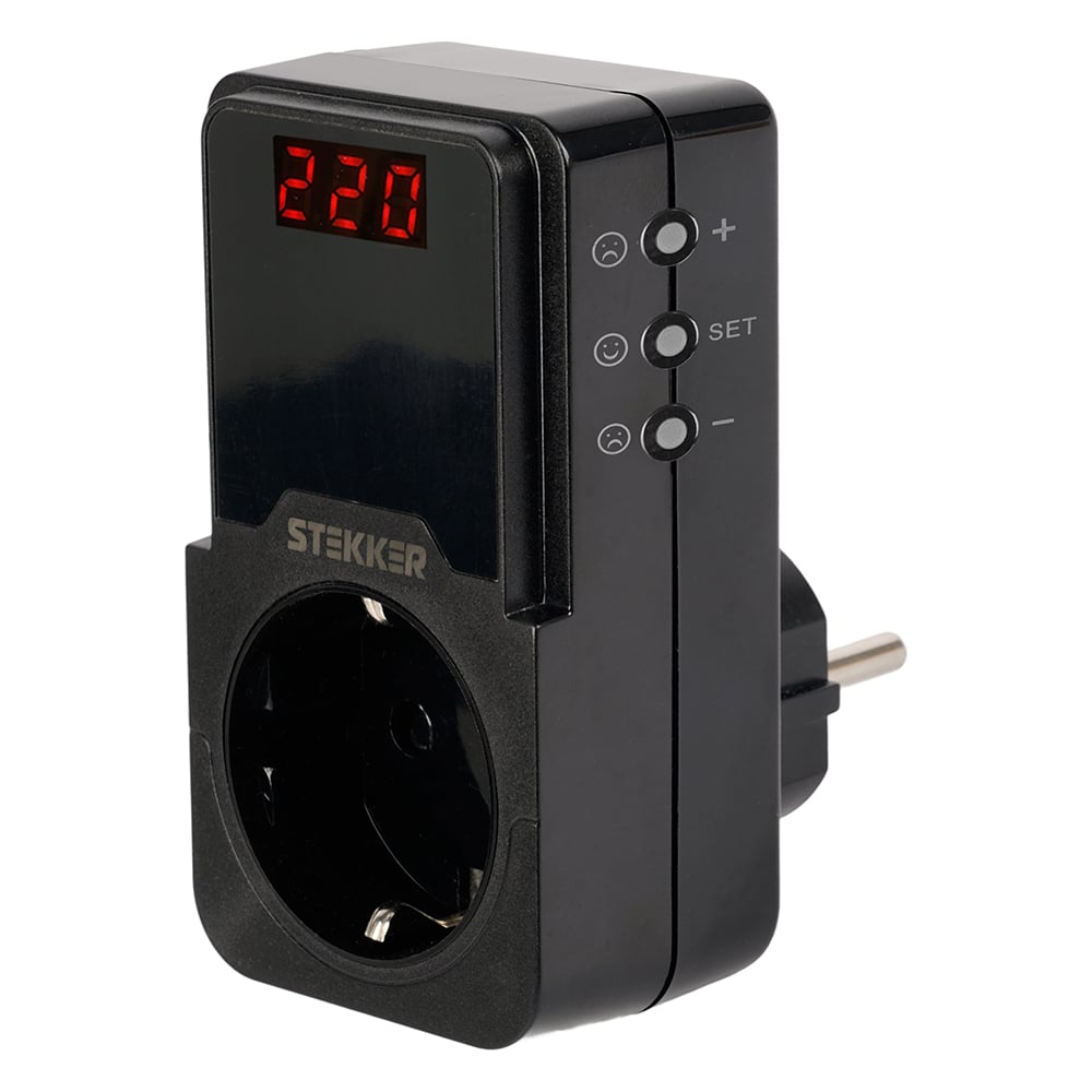 Изображение товара Реле напряжения регулируемое STEKKER VPR-200B 230В 16А цифровой дисплей