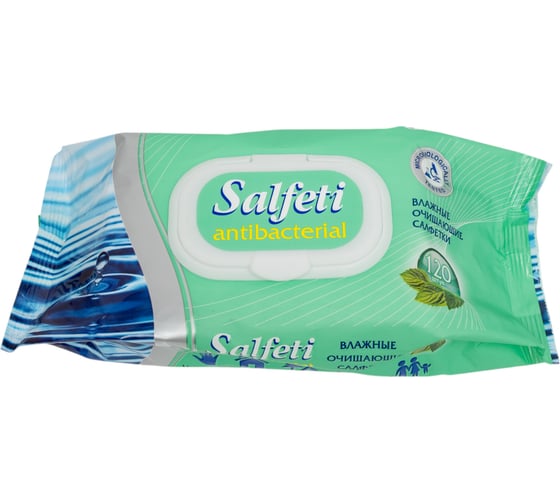 Изображение товара Влажные салфетки SALFETI antibac №120 антибактериальные, с клапаном 30646