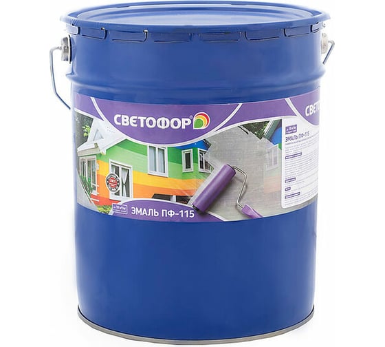 Изображение товара Эмаль Светофор СТАНДАРТ ПФ-115 ярко-голубая, 20 кг ЗОР00003715