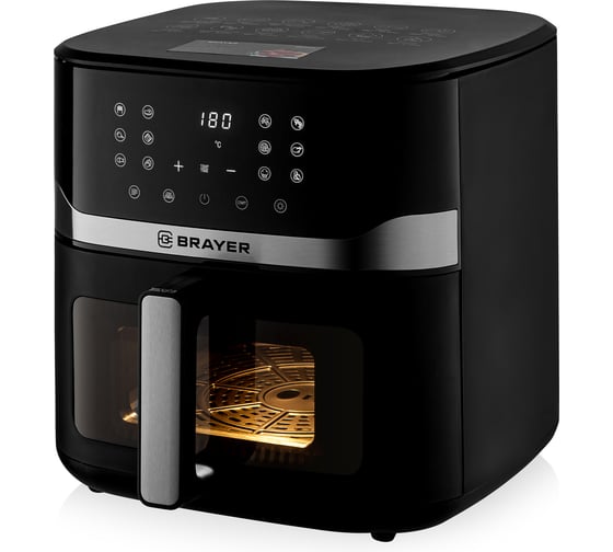 Изображение товара Аэрогриль BRAYER 2040BR, 2300 Вт, 10 л, t. 200°C, съемная решетка, таймер, LCD-дисплей, 12 программ BR2040
