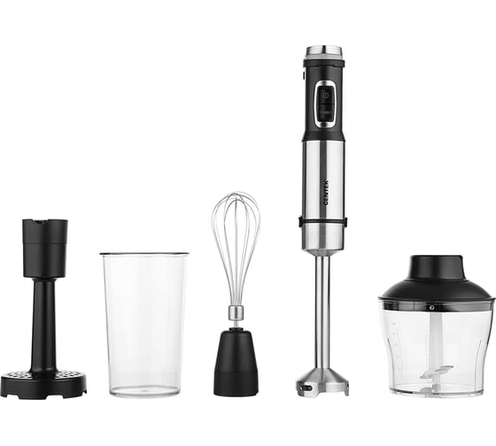 Изображение товара Блендер Centek (черный/сталь) 1500Вт, турбо режим, стакан, чоппер, венчик, насадка для пюре CT-1331