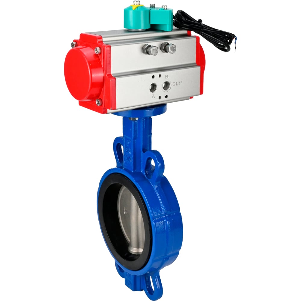 Затвор дисковый DN.ru для абразивных сред QT450-316-EPDM-2W-Fb-H Ду150 Ру16, пневмопривод DA-105, магнитный переключатель МППП-200 D050-86238