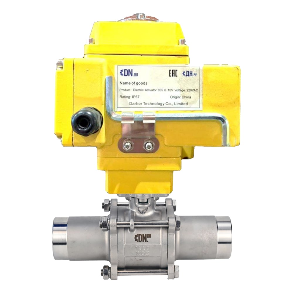 Изображение товара Кран шаровой DN.ru 304-304-PTFE-W-ISO-H Ду32 ру40 под приварку с эл.приводом