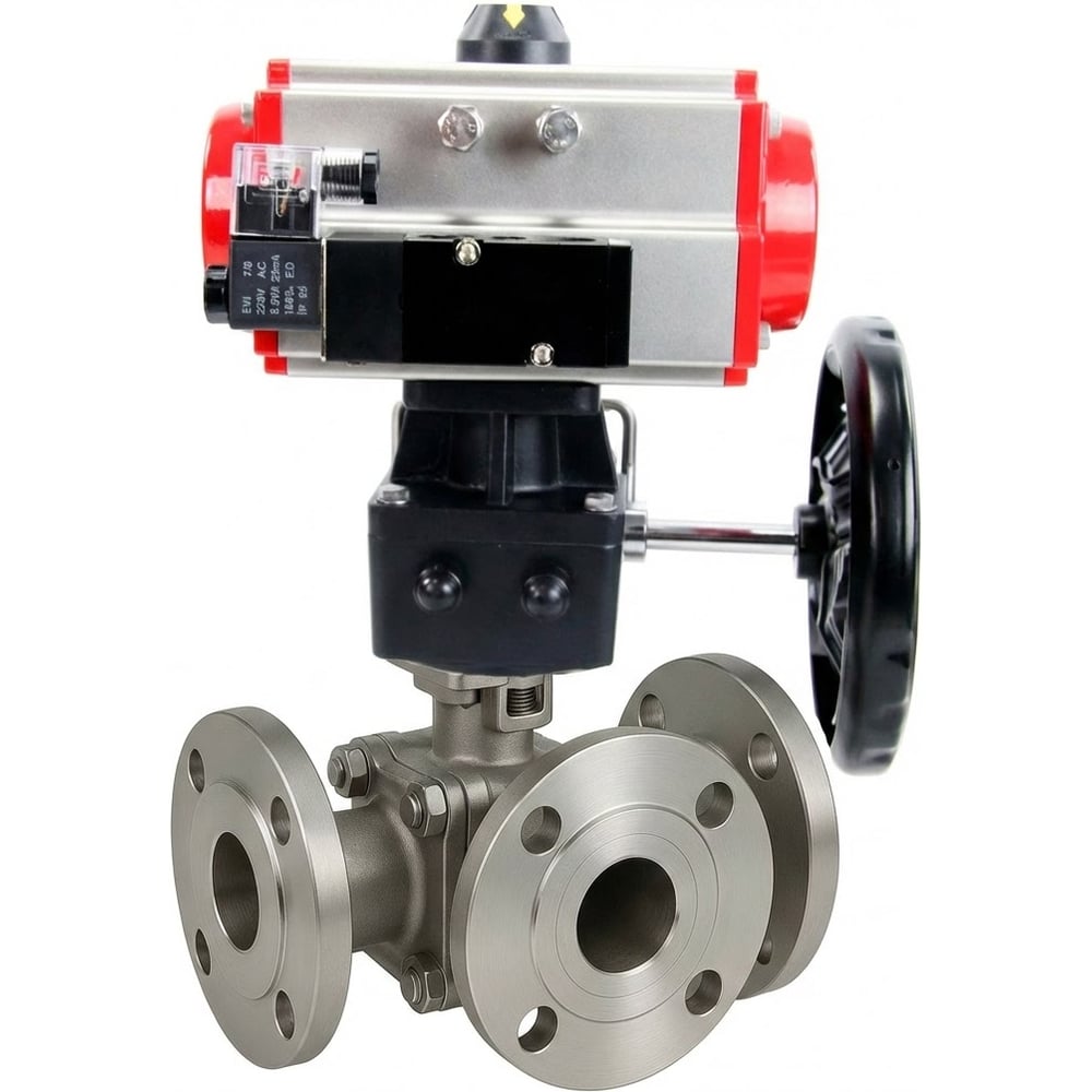 Изображение товара Кран шаровой DN.ru 316-316-PTFE-FP-3L-F-ISO-H Ду50 Ру16 нержавеющая сталь