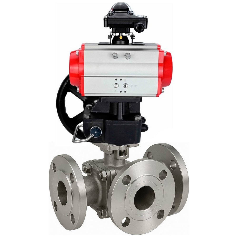 Изображение товара Кран шаровой DN.ru 316-316-PTFE-FP 3L Ду50 Ру16 нержавеющая сталь разборный фланцевый