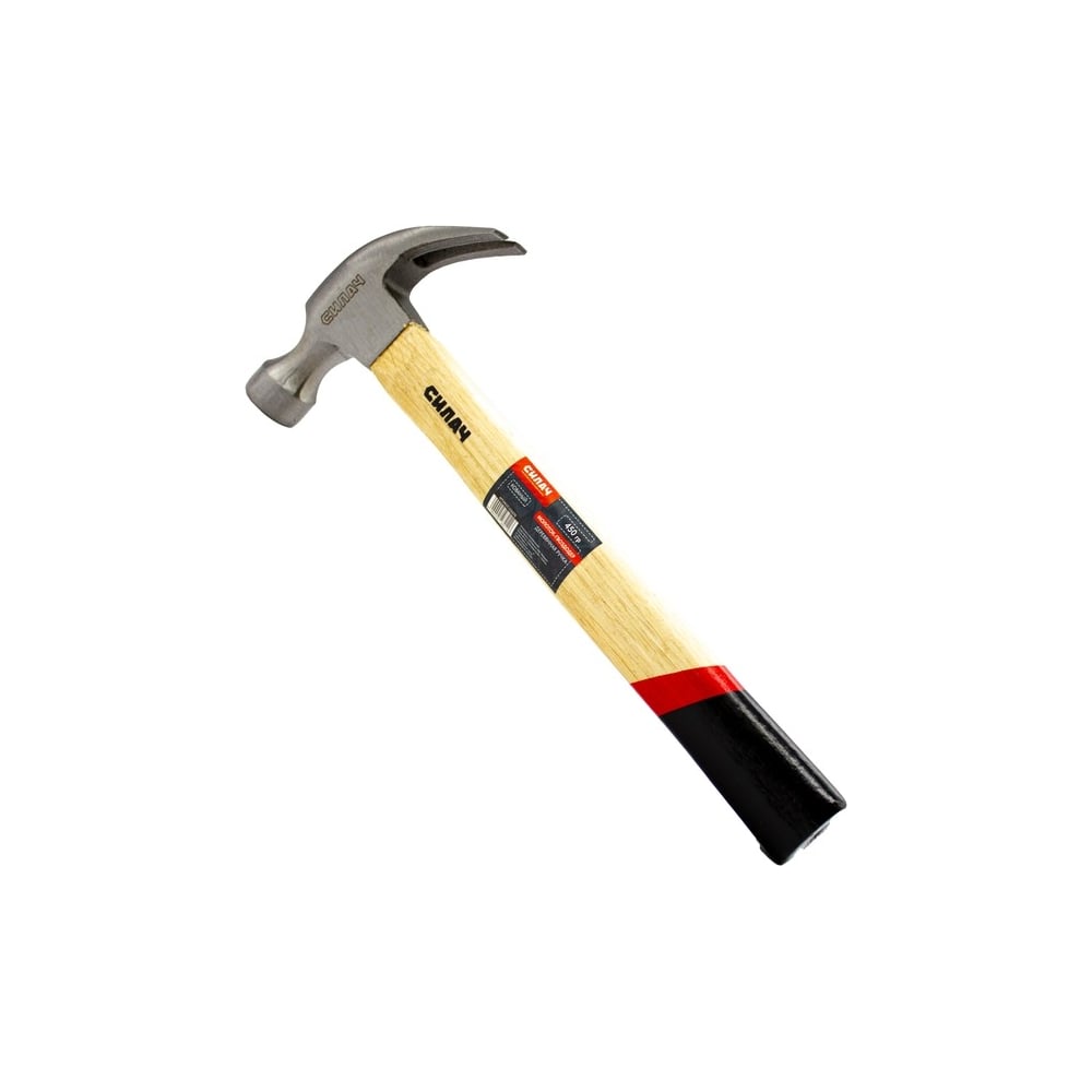 Изображение товара Молоток-гвоздодер СИЛАЧ 450гр, с деревянной ручкой, кованый, с магнитным держателем 026078