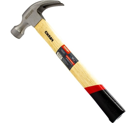 Изображение товара Молоток-гвоздодер СИЛАЧ 450гр, с деревянной ручкой, кованый, с магнитным держателем 026078
