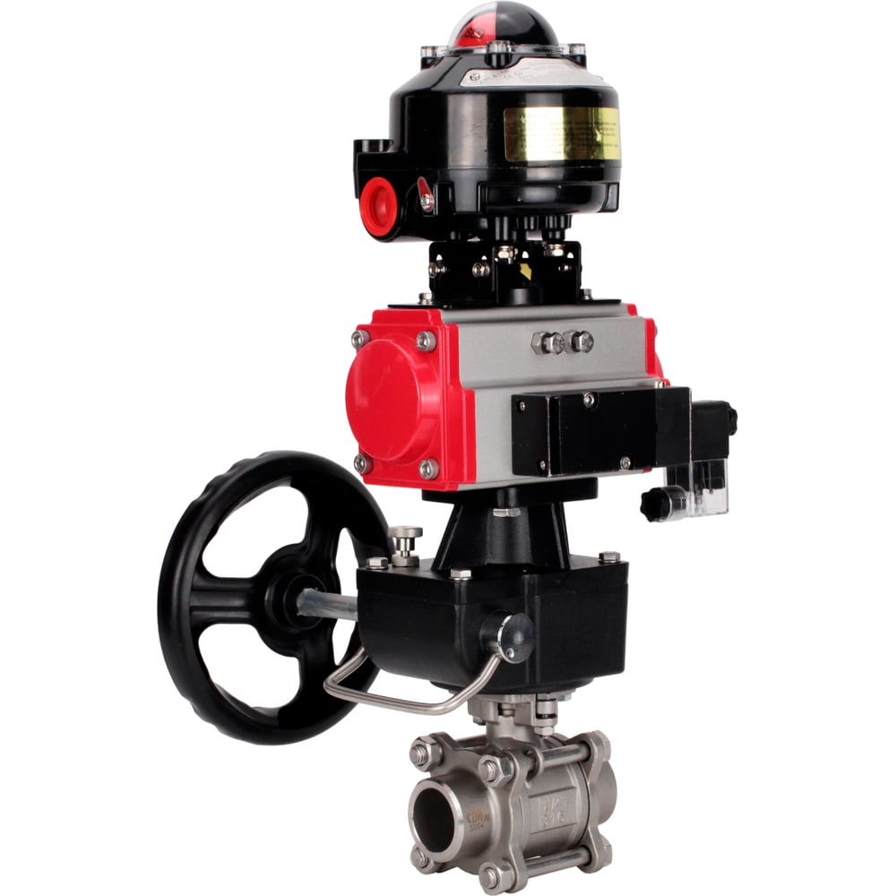 Изображение товара Кран шаровой нержавеющий Ду40 316-316-PTFE-FP-W-ISO-H WDVF с пневмоприводом