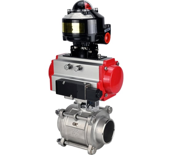 Изображение товара Кран шаровой 316-316-PTFE-FP-W-ISO-H WDVF Ду40 Ру40, пневмопривод SA-105, пневмораспределитель 24VDC, БКВ LSB-510 (EX) DN.ru D160-73260
