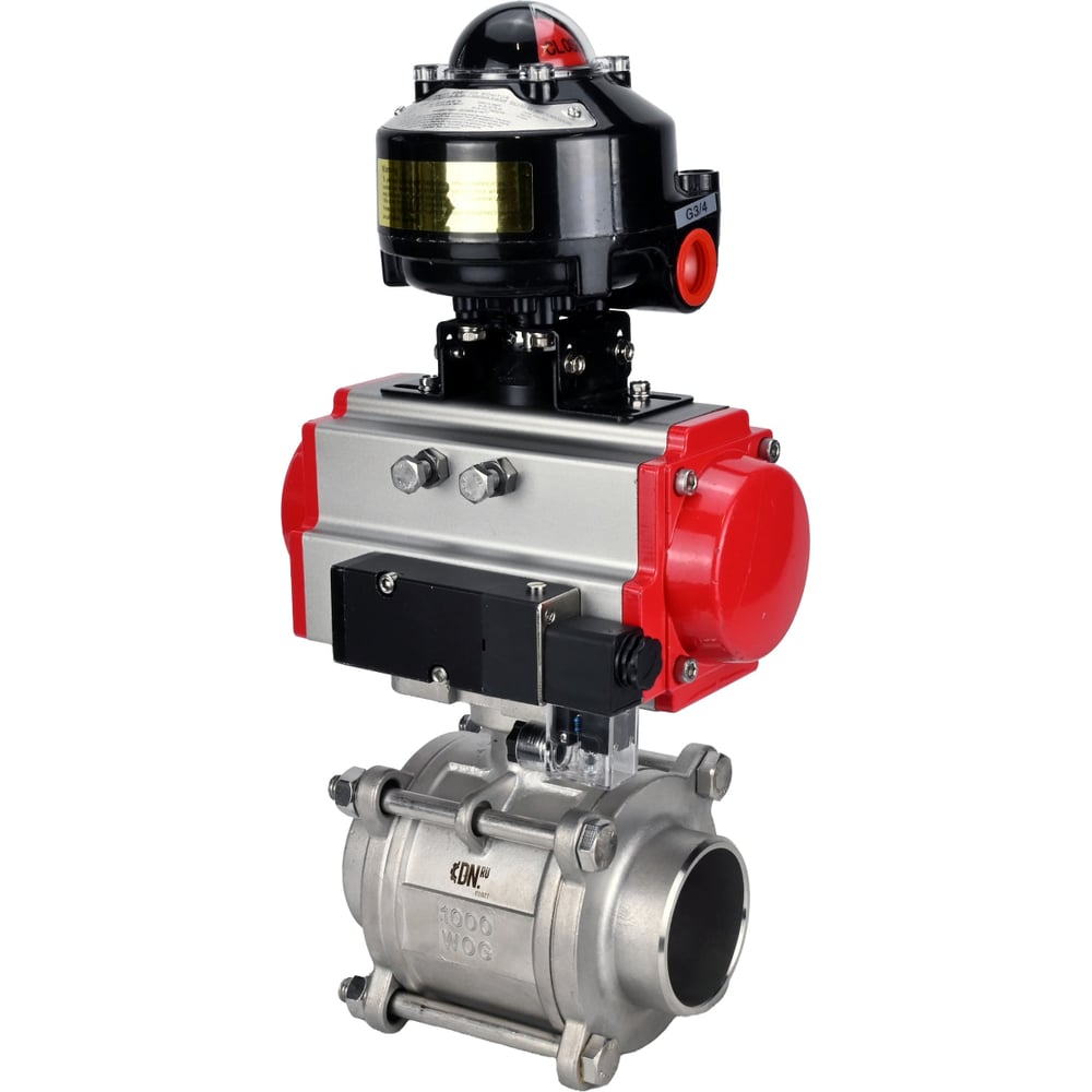 Изображение товара Кран шаровой 316-316-PTFE-FP-W-ISO-H WDVF Ду40 Ру40 с пневмоприводом