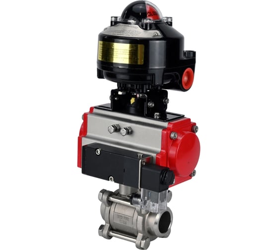 Изображение товара Кран шаровой КШПП 316.200-ISO Ду40 Ру40, пневмопривод DA-083, пневмораспределитель 24VDC, БКВ LSB-510 (EX) DN.ru D160-74336