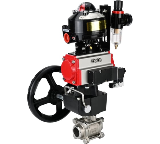 Изображение товара Кран шаровой КШПП 316.200-ISO Ду80 Ру25, пневмопривод DA-105, пневмораспределитель 220VAC, БКВ LSB-510 (EX), дублер HDM-3, БПВ DN.ru D160-74473