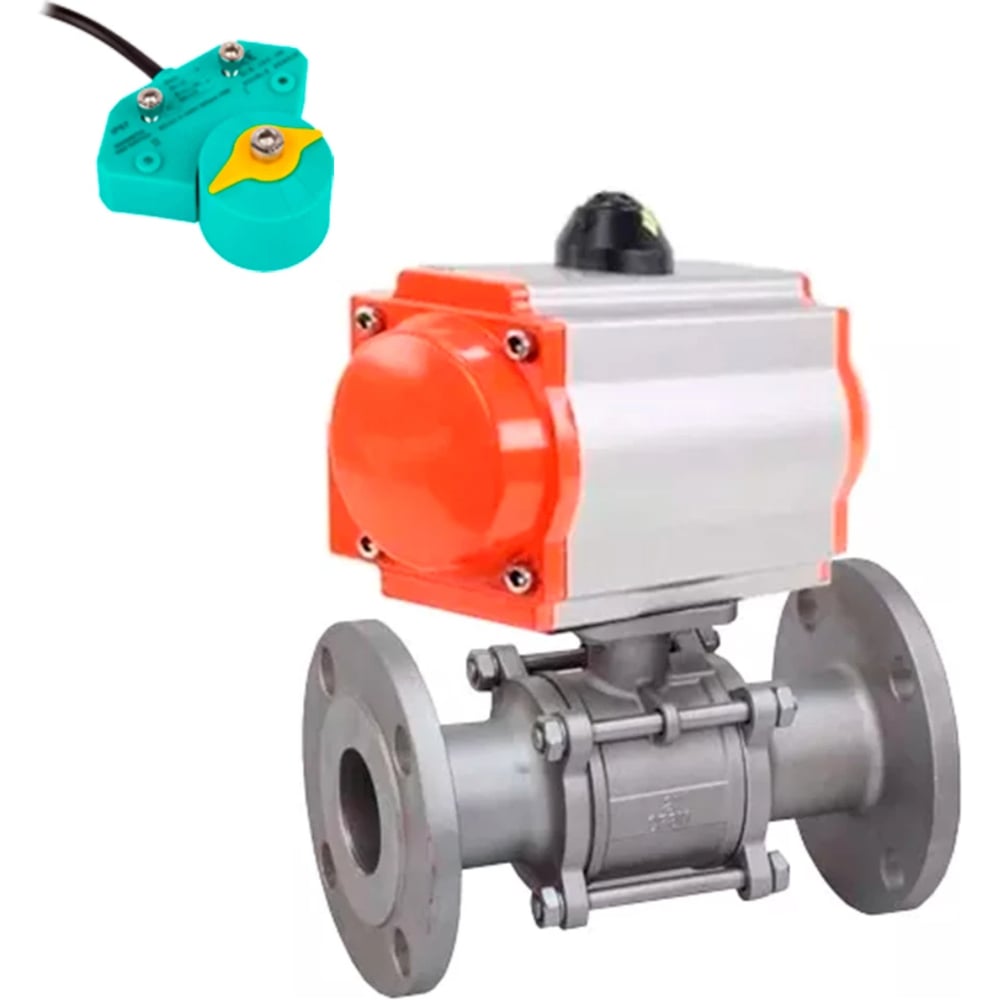 Изображение товара Кран шаровой КШФПТ 304.180 Ду65 Ру25 пневмопривод DA-083, магнитный переключатель МППП-200 DN.ru D160-71898