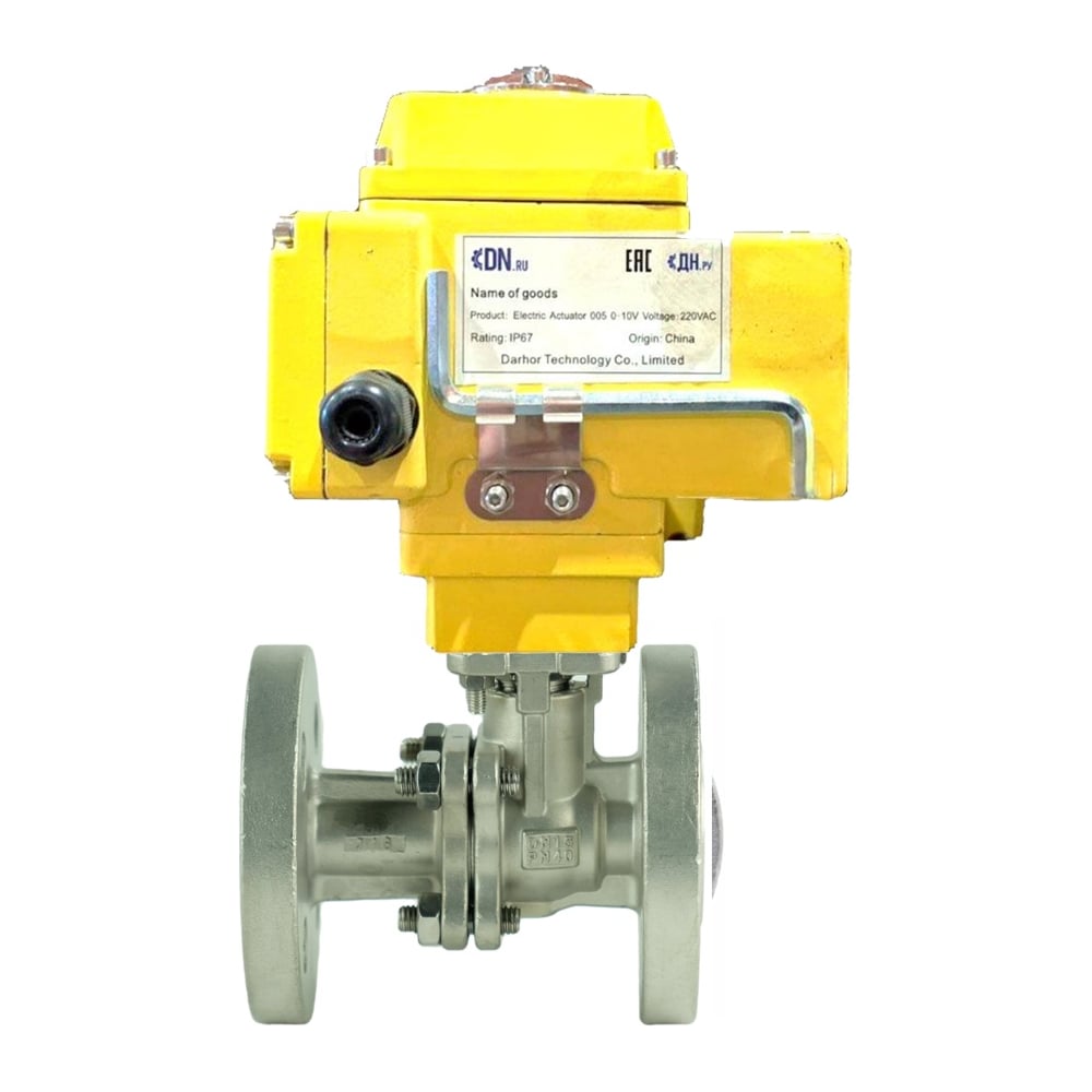 Изображение товара Кран шаровой КШФП.316.200 Ду25 Ру40 фланцевый, эл.привод QT-005-220-0-10В DAR gander DN.ru D160-75510