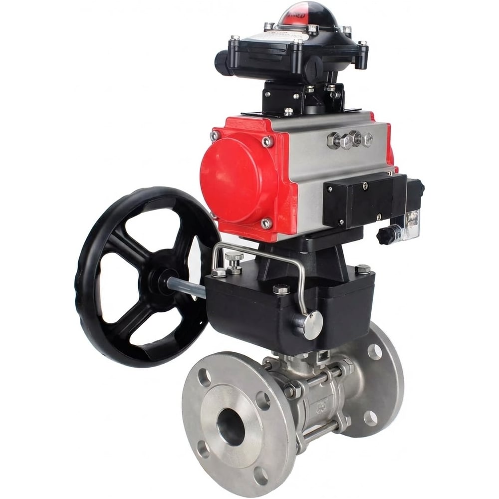 Изображение товара Кран шаровой КШФПТ 316 180 Ду25 Ру40 нержавеющая сталь пневмопривод