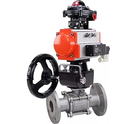 Изображение товара Кран шаровой КШФПТ 316.180 Ду65 Ру25 пневмопривод DA-083, пневмораспределитель 220VAC, БКВ LSB-510 (EX), ручной дублёр HDM-2 DN.ru D160-72524