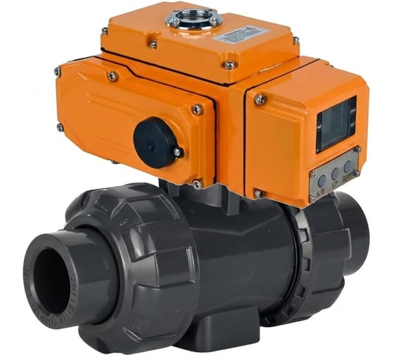 Изображение товара Кран шаровой НПВХ-НПВХ-E-FP-GRM-ISO Дн100 Ру10, клеевой, эл.привод QT-005-220-4-20мА HARK DN.ru D160-75568