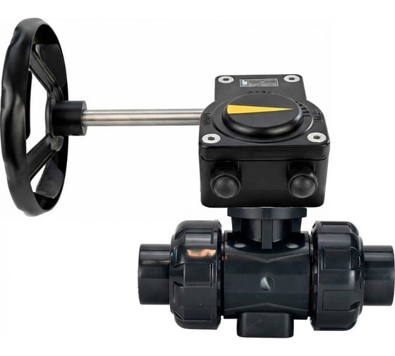 Изображение товара Кран шаровой НПВХ-НПВХ-E-FP-GRM-ISO Дн50 Ру10, клеевой, редуктор HAM-1 DN.ru D160-77831