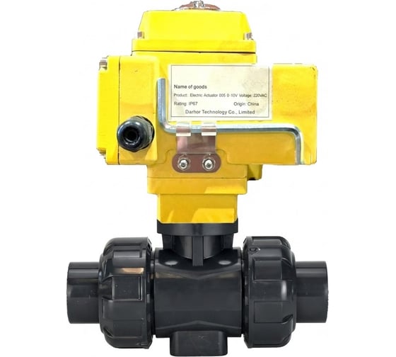 Изображение товара Кран шаровой НПВХ-НПВХ-E-FP-GRM-ISO Дн100 Ру10, клеевой, эл.привод QT-005-220-0-10В DAR gander DN.ru D160-75515