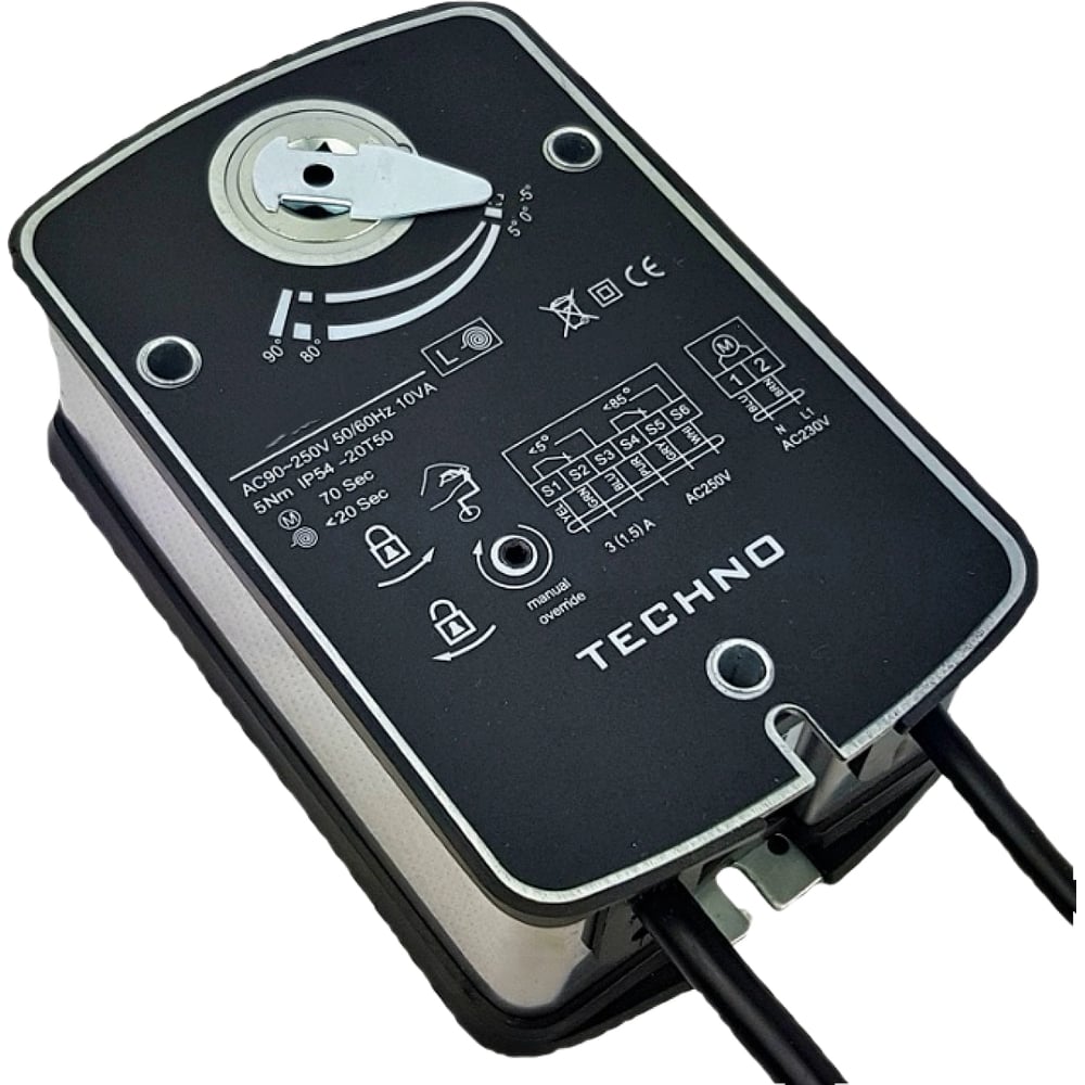 Изображение товара Электропривод противопожарный с пружиной TECHNO SF-05AF/24V 5Nm 0-10V 2SPDT