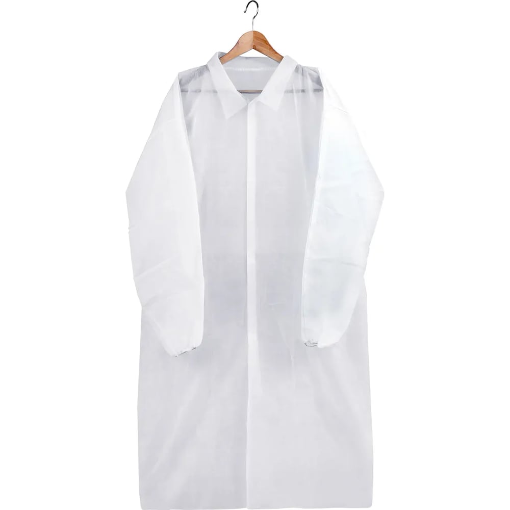 Изображение товара Одноразовый белый халат на липучке AVIORA 52-56 XXL, 25 г/м2, 10 шт