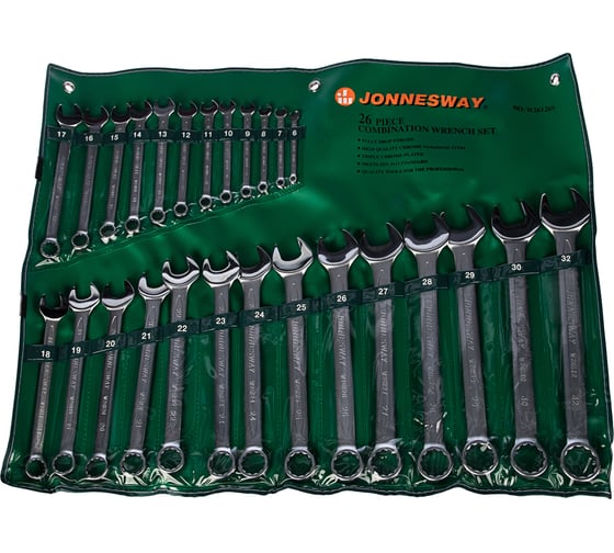 Изображение товара Набор комбинированных ключей 6-32мм, 26 предметов Jonnesway W26126S