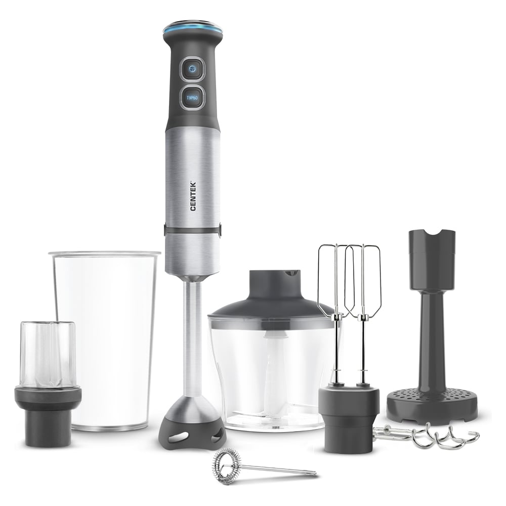 Изображение товара Блендер Centek 1500Вт, 15 скор, чоппер, стакан, венчик, крюк, капучинатор, пюре, кофемолка CT-1313
