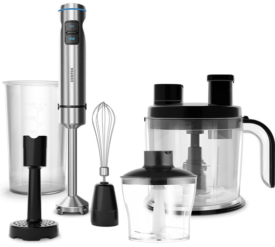 Изображение товара Блендер Centek CT-1317, 1500 Вт, шинковка 1,5 л (нарезка кубиками 9×9 мм), чоппер 650 мл, венчик, стакан CT-1317