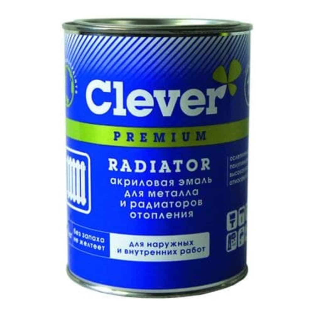 Изображение товара Акриловая эмаль Радуга Clever Radiator для металла белоснежная 1 кг
