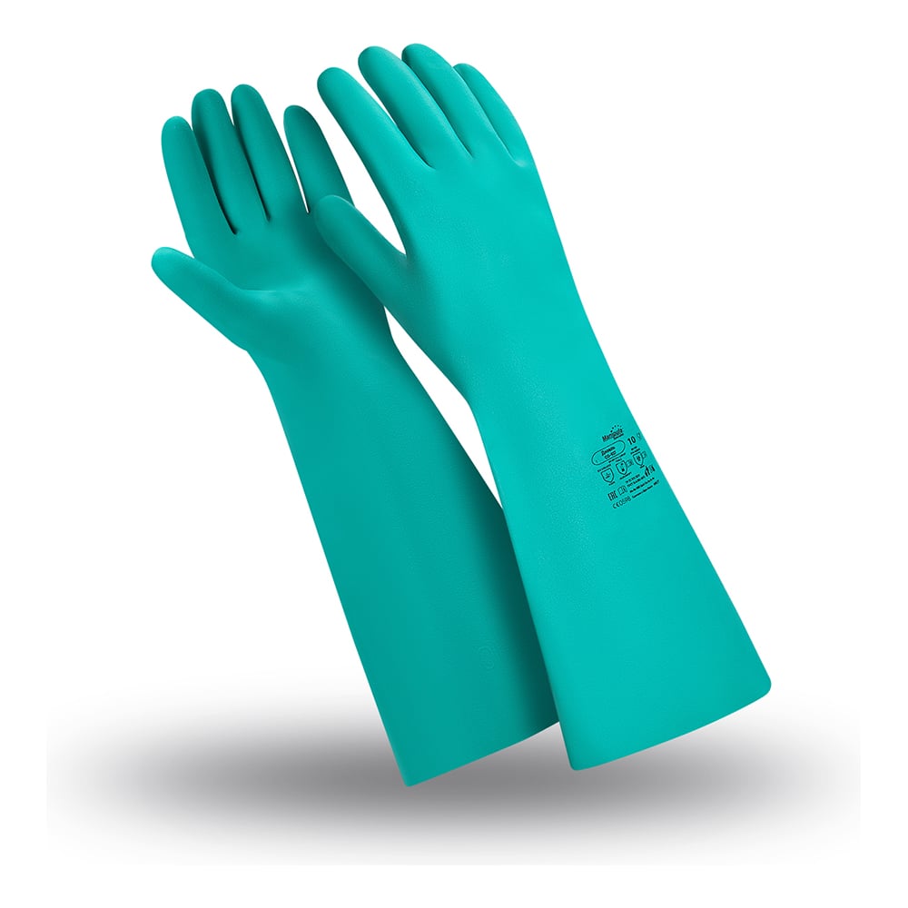 Изображение товара Перчатки Manipula Specialist ДИЗЕЛЬ нитрил 0.55 мм 460 мм зеленые размер 11