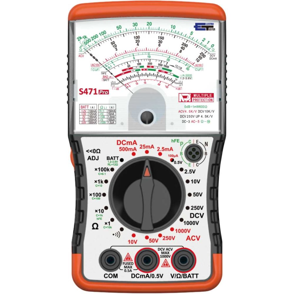 Изображение товара Мультиметр стрелочный Electrotester S471 pro полупрофессиональный для измерений напряжения сопротив Изображение товара Мультиметр стрелочный Electrotester S471 pro полупрофессиональный для измерений напряжения сопротив